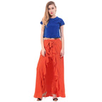 Asmaani Orange Color Plain Ruffle Palazzo