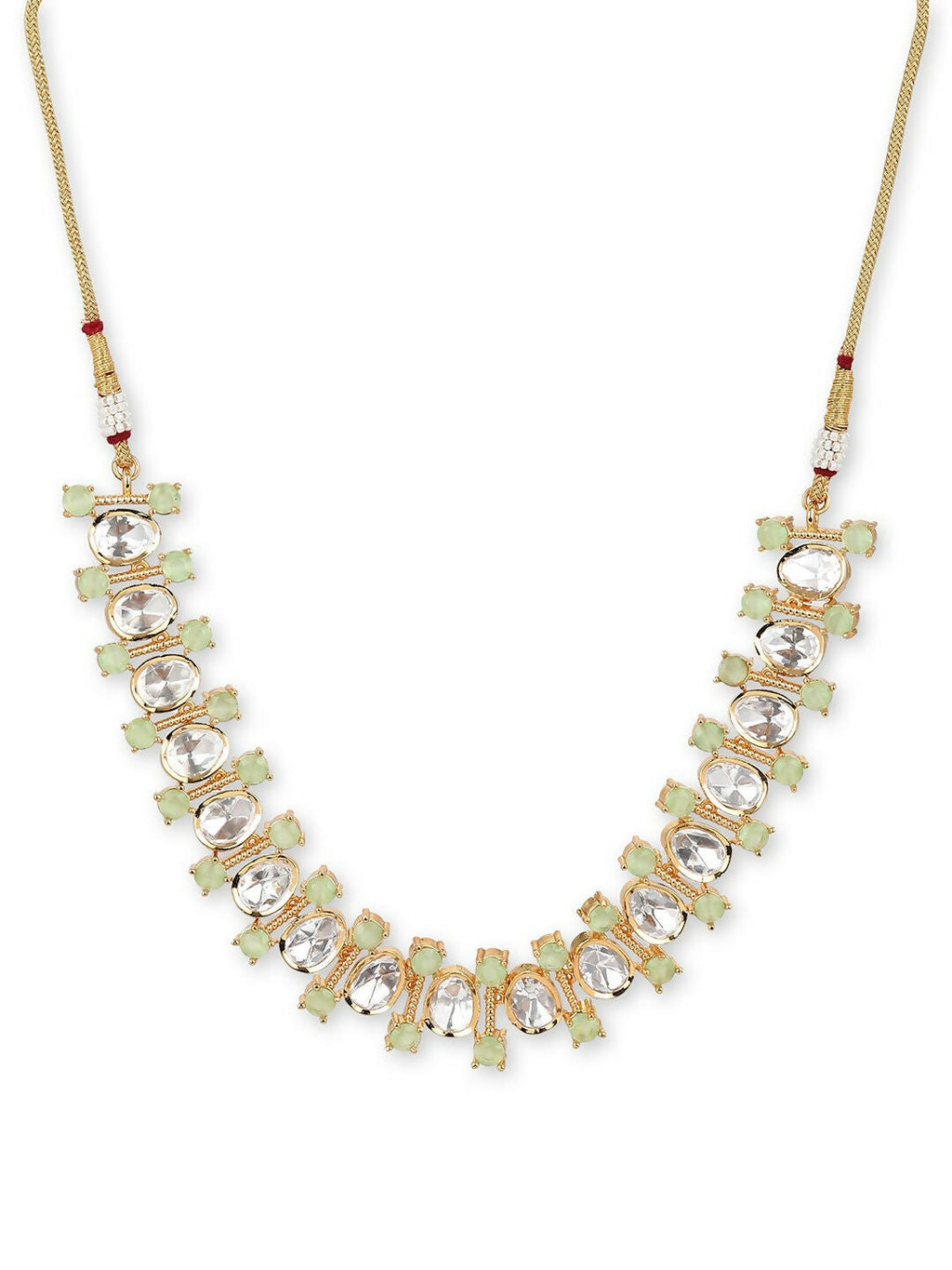 Moissanite & Green Stone Necklace- Ruby Raang