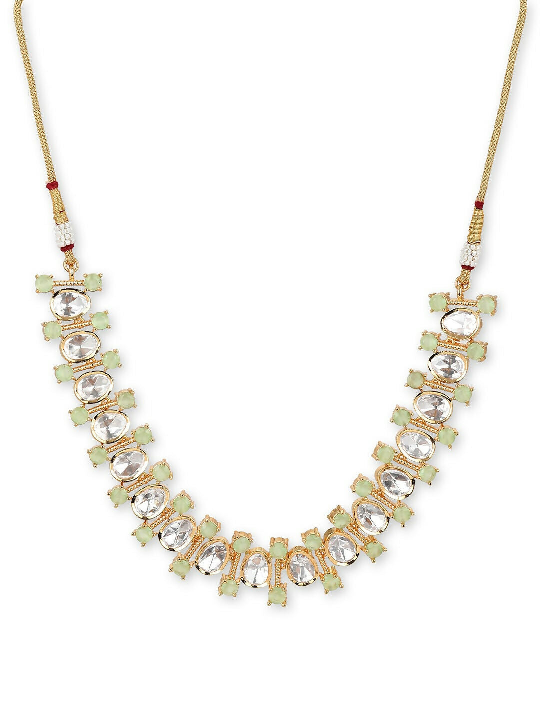 Moissanite & Green Stone Necklace- Ruby Raang