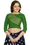 Aastha Fashion Women's Green Art Silk Designer Party Wear Readymade Blouse