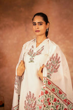 Joban Fashion Off White Pink Hand Block Printed Cotton Suit Set - Distacart
