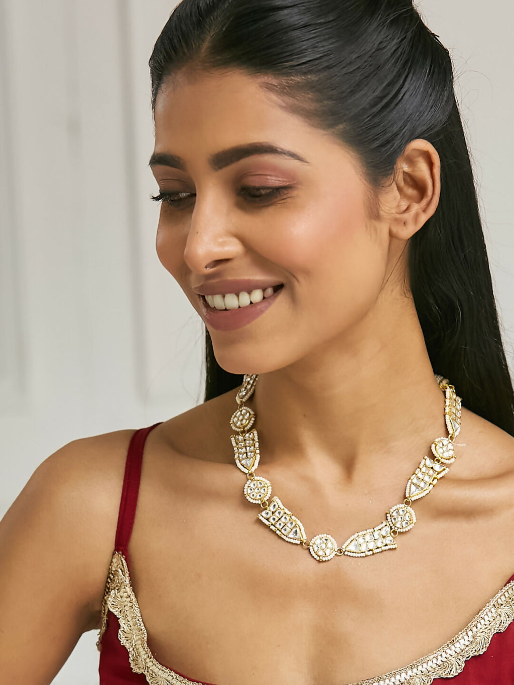 Nuyug 22K Gold-Plated Kundan & Pearls Studded Matha Patti with Regal Motifs Head Jewellery - Distacart