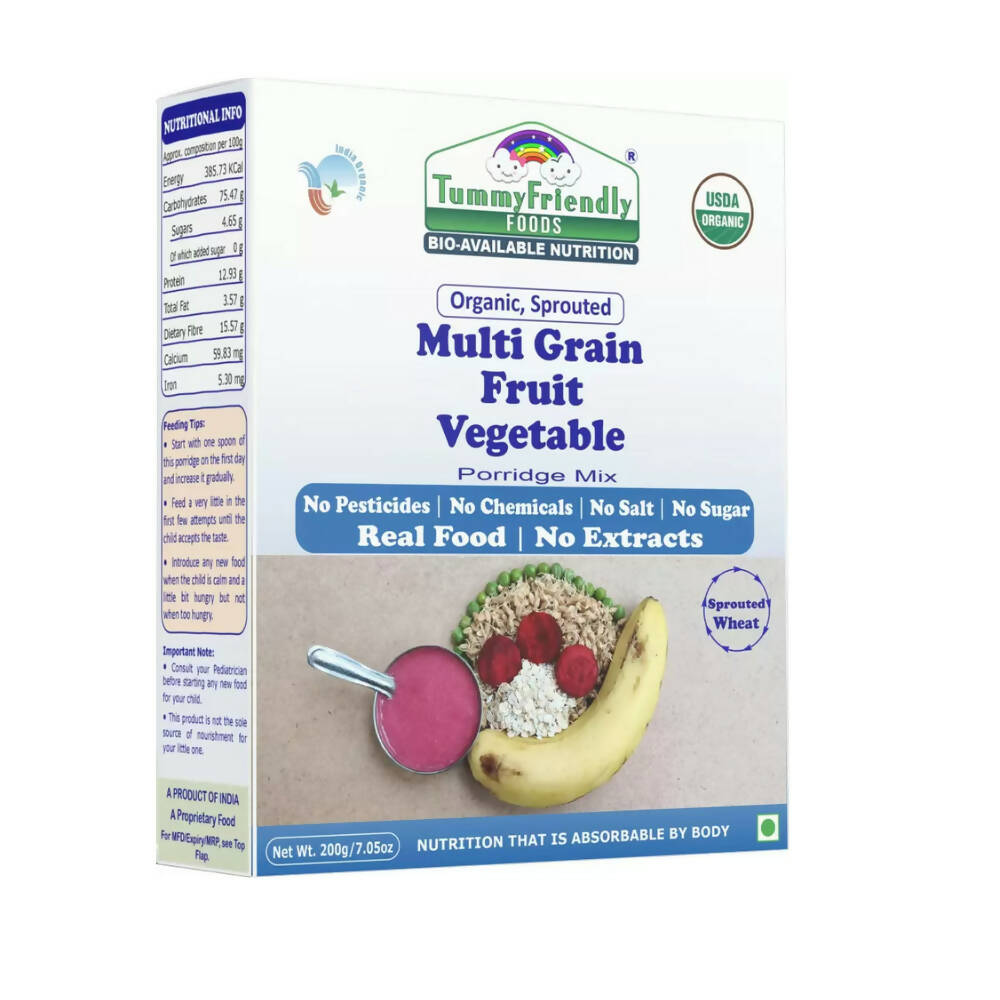 TummyFriendly Foods Organic Multi-Grain, and Sprouted Ragi, Oats, Red Lentil, Banana Porridge Mixes Combo - Distacart