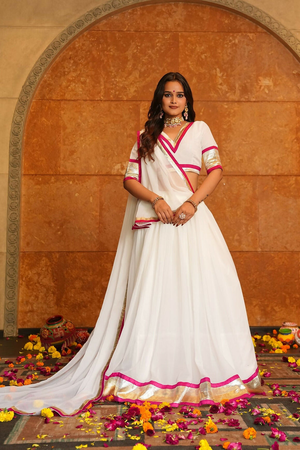 AI Fashion White Georgette Designer Navratri Wear Lehenga Choli Collection