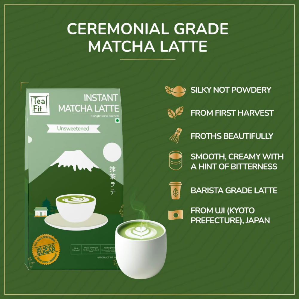 TeaFit Ceremonial No Sugar Instant Matcha Latte Premix - Distacart