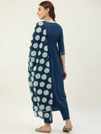 FIORRA Women's Turquise Poly Crepe Straight Kurta Pant With Dupatta