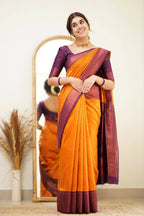 DEIANA'S Beautiful Designer Golden zari Soft Lichi Silk Saree - Yellow