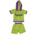 Mhyssa Croco Half sleeves Green and Purple Hoodie with Shorts Set For Kids
