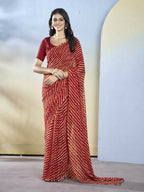 Maroon Georgette Designer Printed Ready to Wear Saree - Samyana