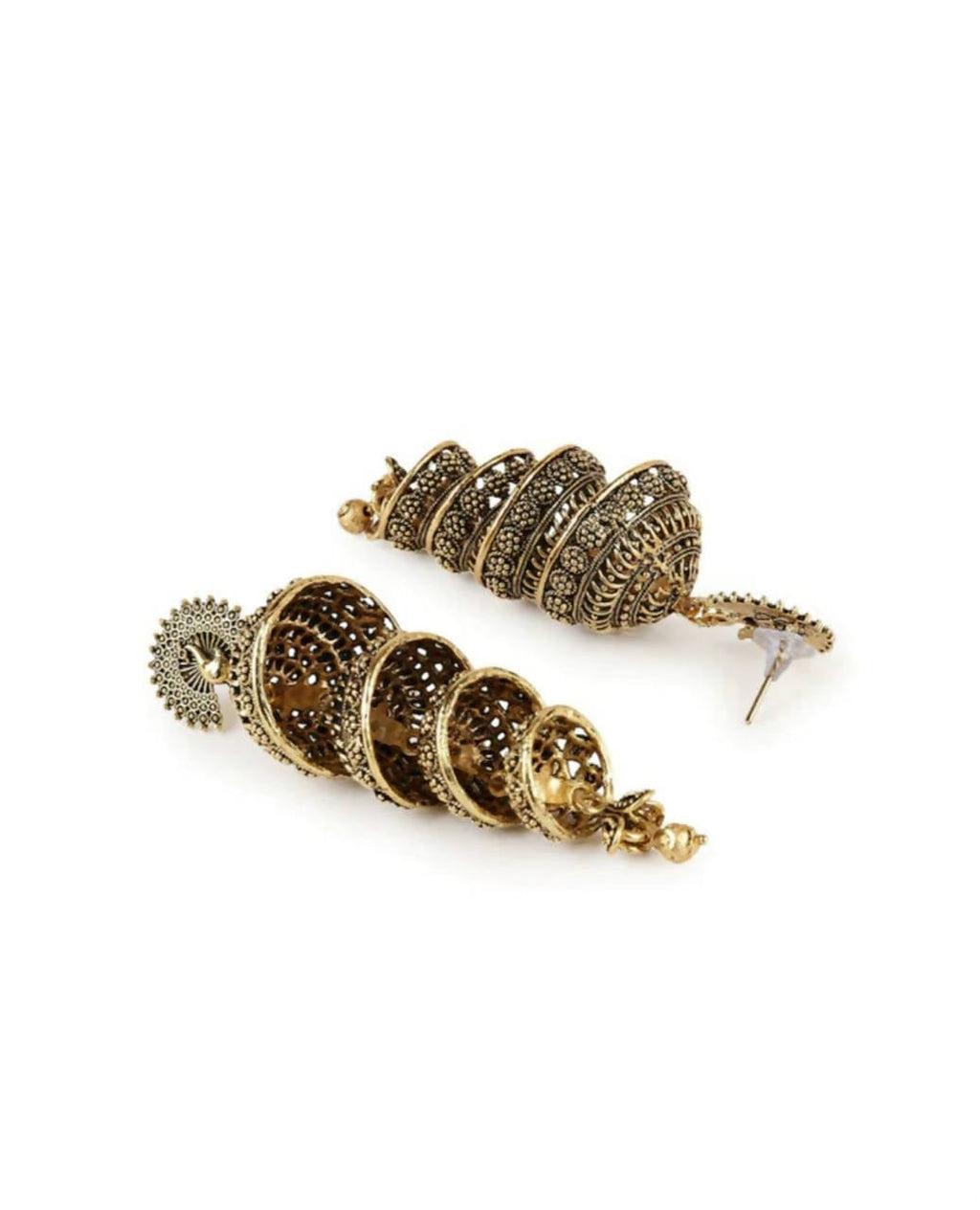 Mominos Fashion Peacock design Golden colour Earrings - Distacart