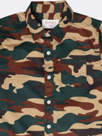 Manet Boys Full Sleeves Camouflage Printed Shirt - Green