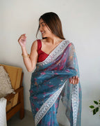 Vamsee Rashmika 2.0 Pink Georgette Silk Saree