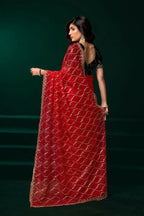 Joban Fashion Red Net Party Wear Sarees - Distacart