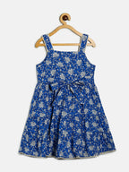 Manet Girls Cotton Layer Frock Printed - Blue
