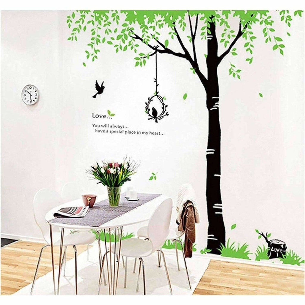 StylishWalls PVC Vinyl Self-Adhesive Calm Green Trees Nature Wall Stickers for Bedroom (Large, 220 x 200 cm)