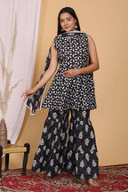 Vamika Printed Cotton Black Party Wear/Casual Wear Kurta Set/Suit - Distacart