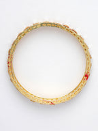 NVR Women's Set Of 4 Gold-Plated Red Kundan-Studded Traditional Bangles - Distacart