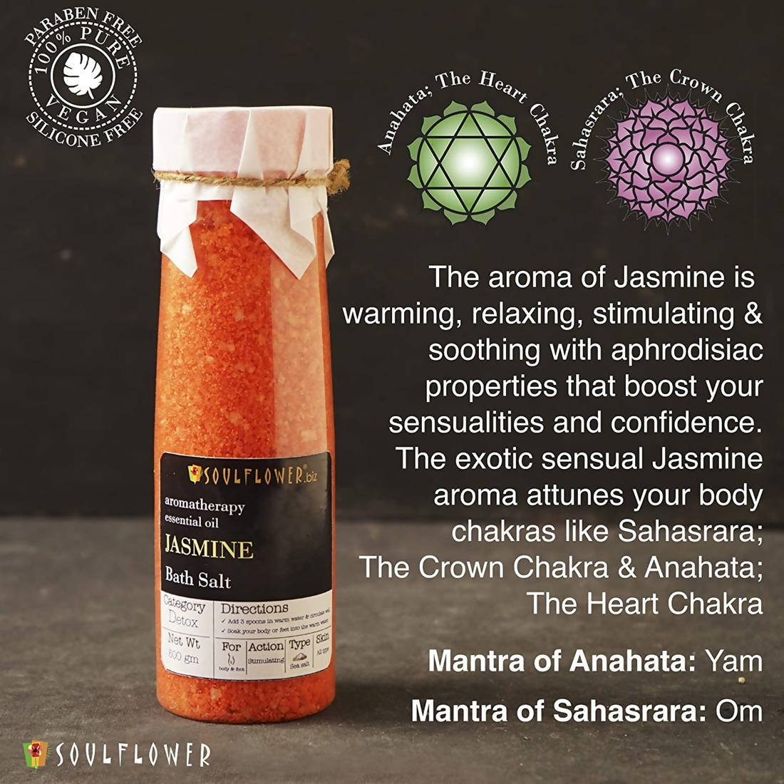 Soulflower Aromatherapy Essential Oil Jasmine Bath Salt