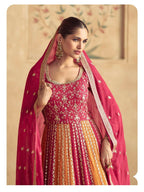 Vastranavya Stunning Red Georgette Gota Sequins A-Line Anarkali Suit