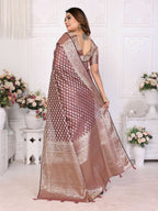 Aastha Fashion Dusty Rose Organza Silk Weaving Saree - Distacart