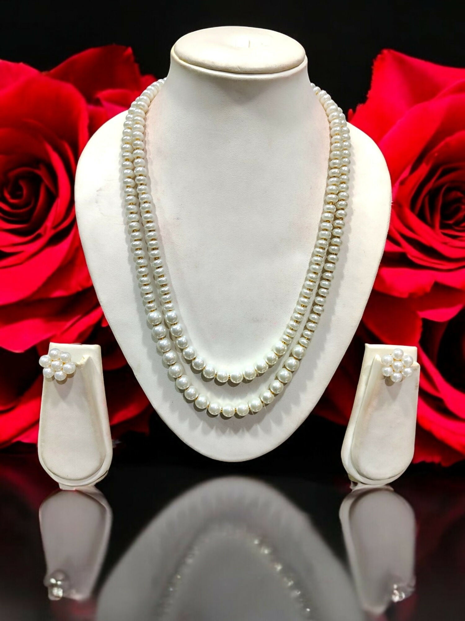 Inhanns Everyday Workwear Pearl Set (Double Layered Pearls) - White