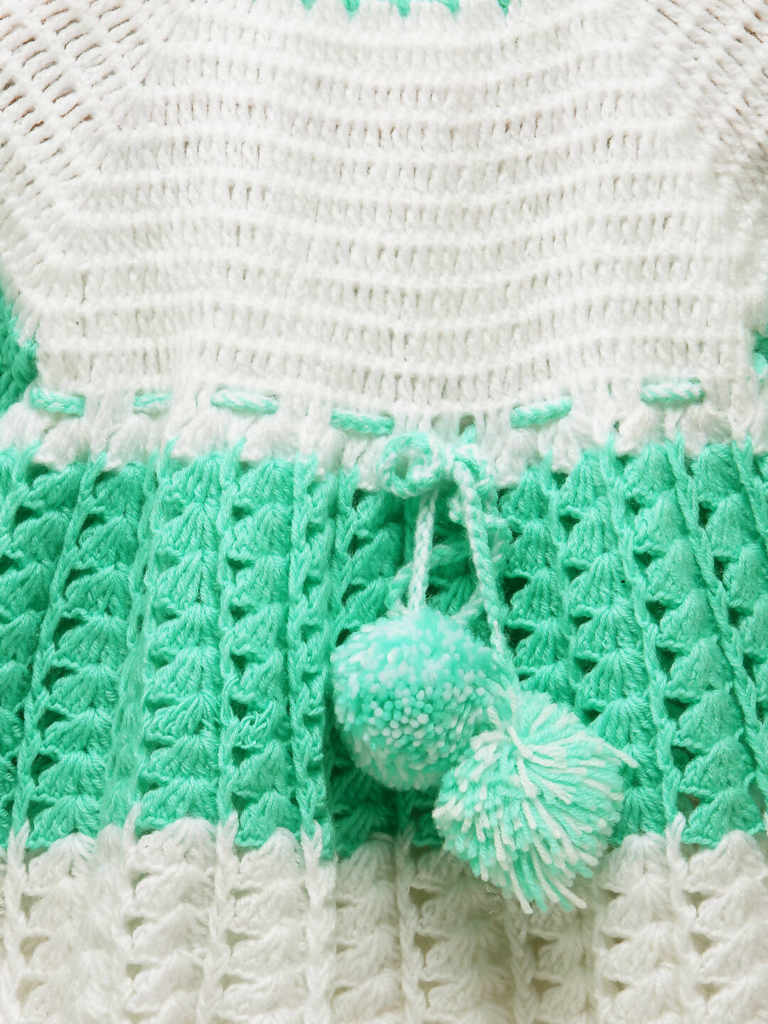 ChutPut Hand knitted Crochet Baby Wool Dress For Baby Girls - Green