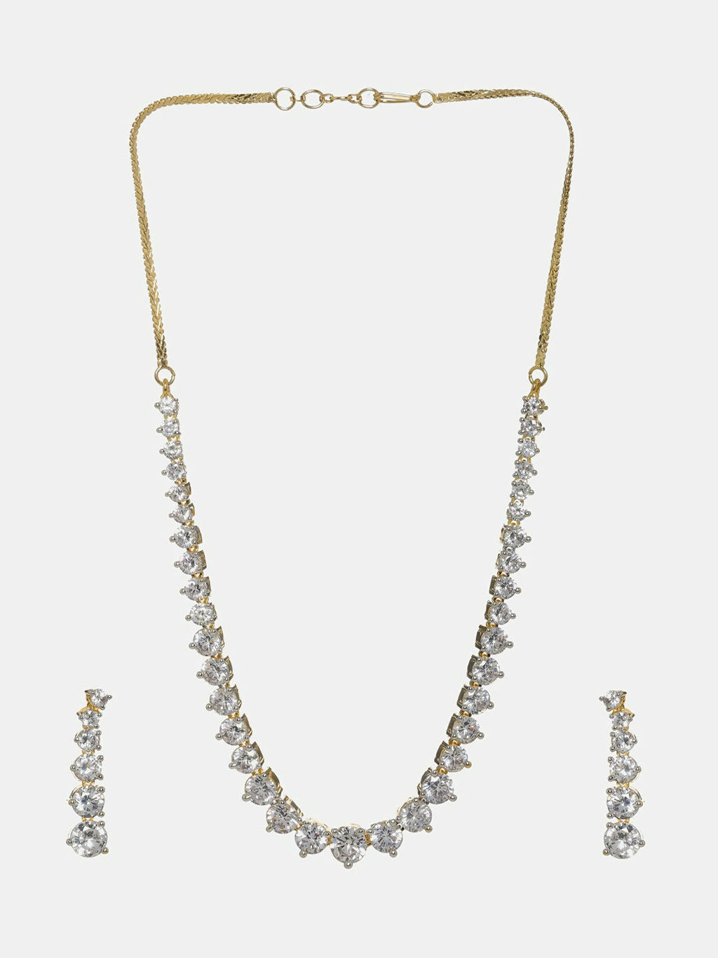 Diamond Neckpiece with Dangler Diamond Earrings- Ruby Raang