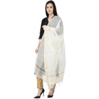 A R SILK Chanderi Piping Regular Dupatta off White Color Dupatta or Chunni