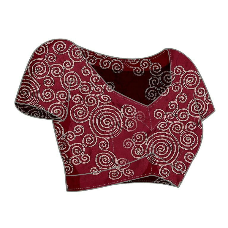 Maroon Silk Georgette Cord Embroidery Saree - Norita Saumya