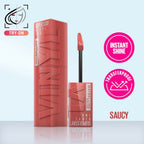 Maybelline New York Super Stay Vinyl Ink Liquid Lipstick, Instant Shine Lasts Up To 16H - 65 Saucy