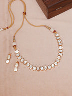 Kundan Choker with Studs Jewellery Set (Gold) - Ruby Raang