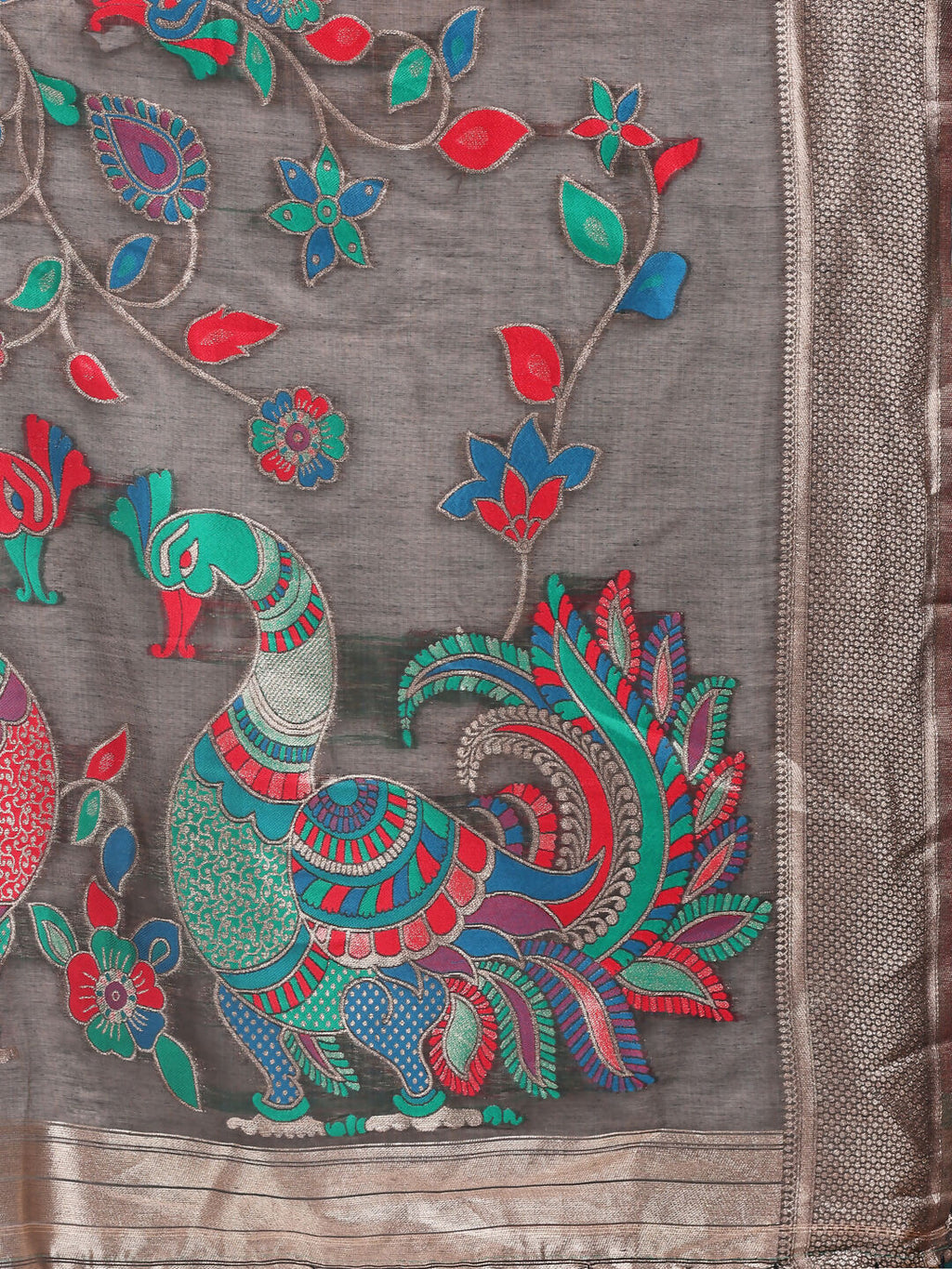 Shree Shyam Fashion Linen Cotton Grey Saree - Distacart