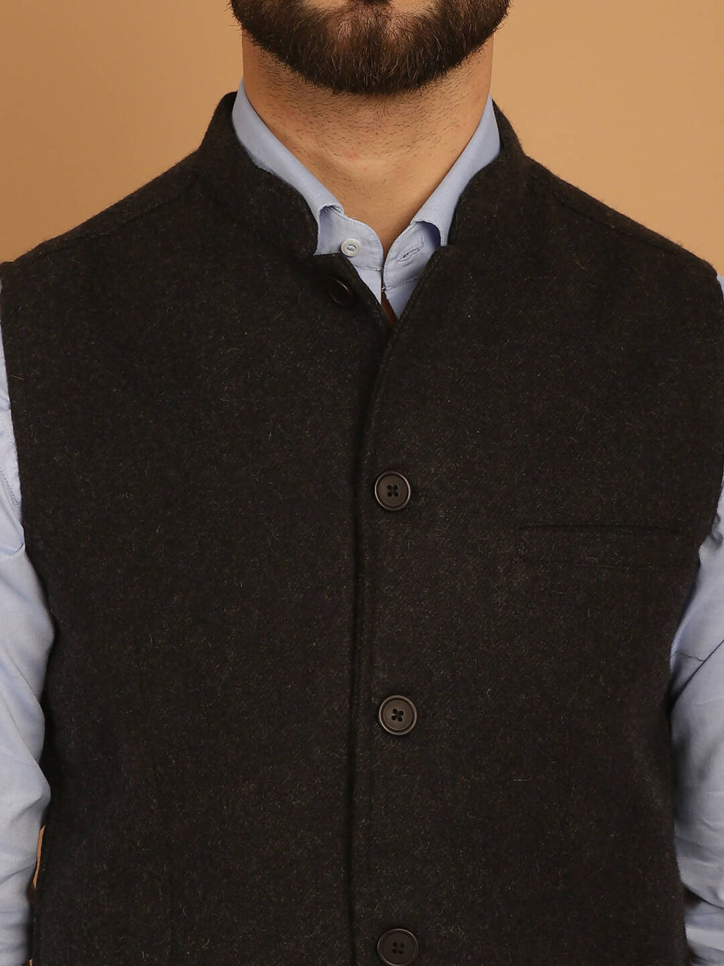 Even Apparels Pure Wool Nehru Jacket - Charcoal