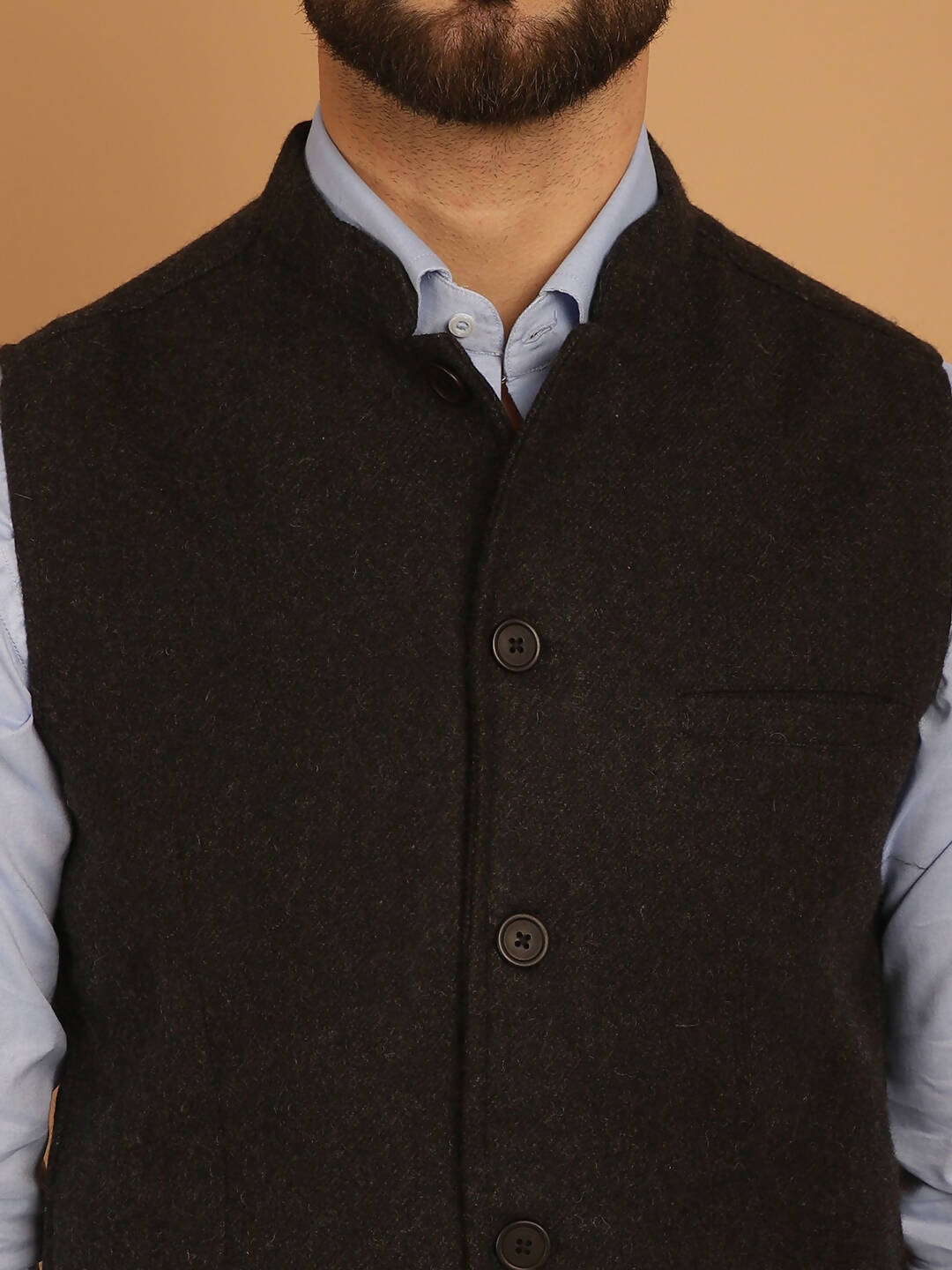 Even Apparels Pure Wool Nehru Jacket - Charcoal