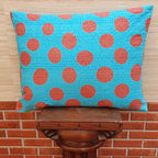 The Decor Nook Turquoise Blue Base With Red Circles Print Cushion Cover