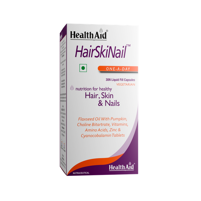 HealthAid HairSkiNail (Multivitamins for Hair, Skin and Nail) Liquid fill Capsules - Distacart