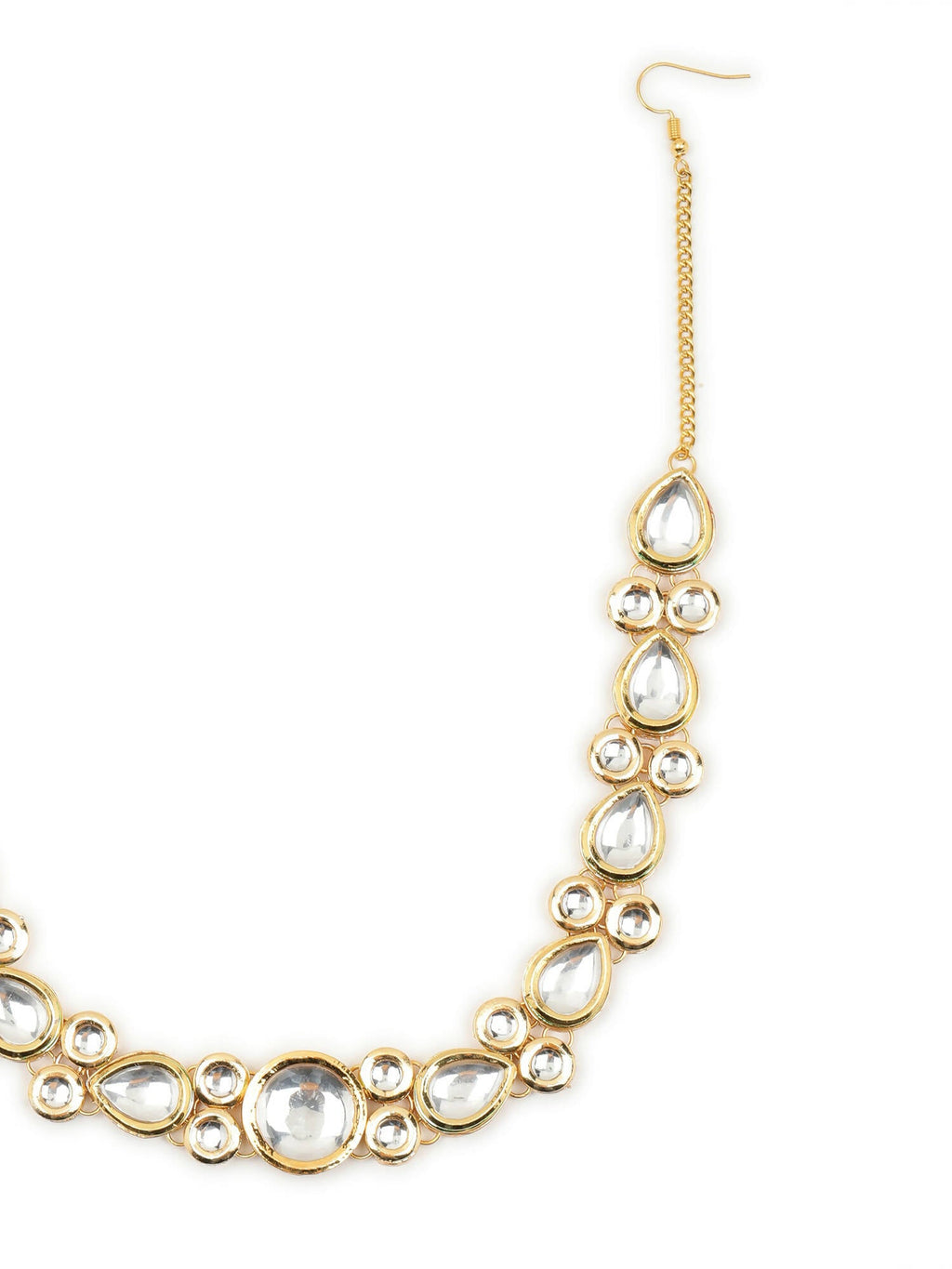 Gold-Plated White Kundan-Studded Hair Band - Ruby Raang - Distacart