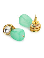 Gold Plated Contemporary Kundan Drop Earrings - Ruby Raang - Distacart