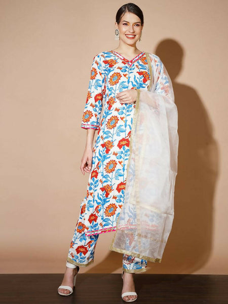 Myshka Women Multi Solid Kurta & Trousers With Dupatta
