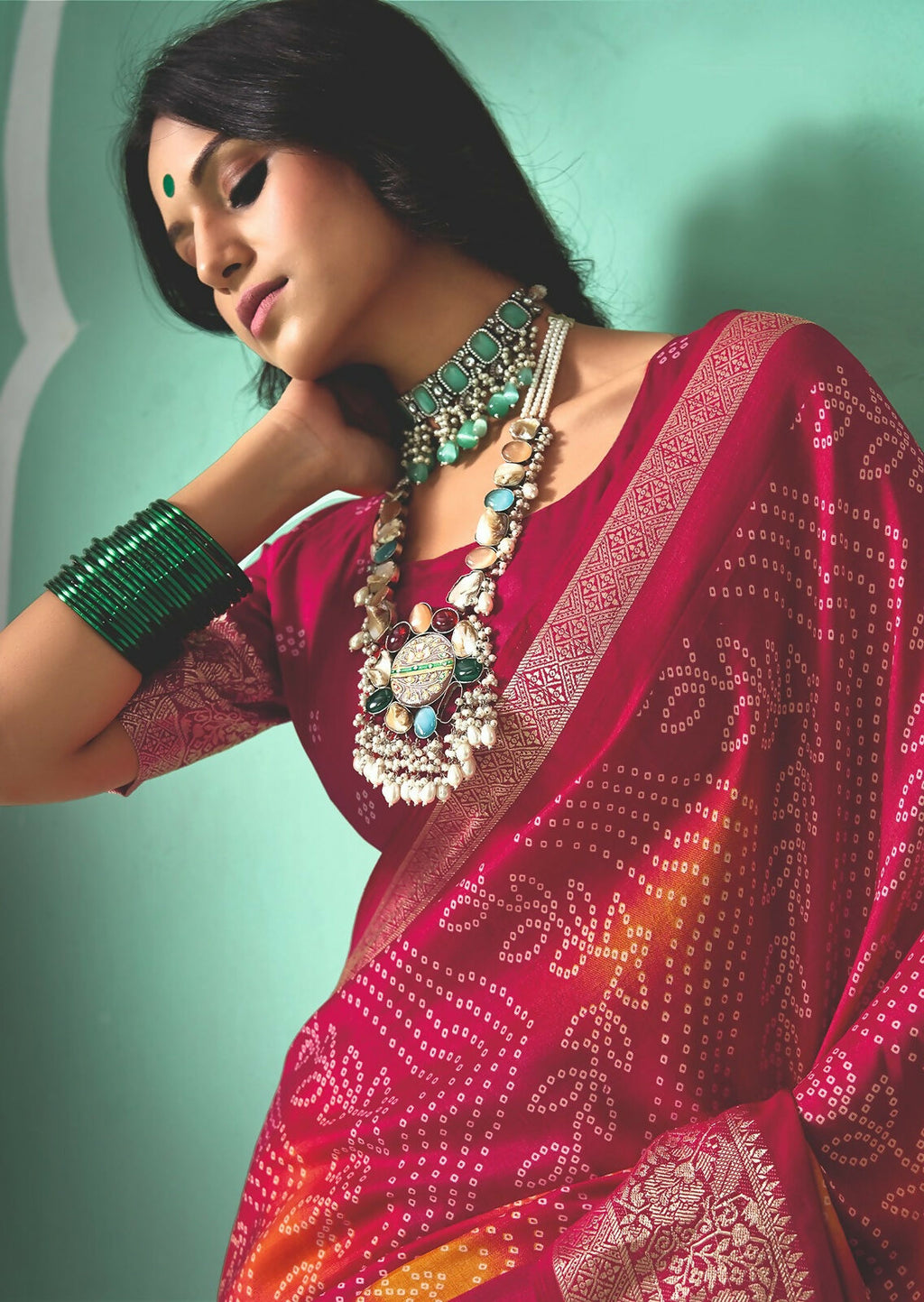 Joban Fashion Vicitra Silk Pink Soft Fabric With Digital Print Saree