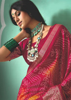Joban Fashion Vicitra Silk Pink Soft Fabric With Digital Print Saree
