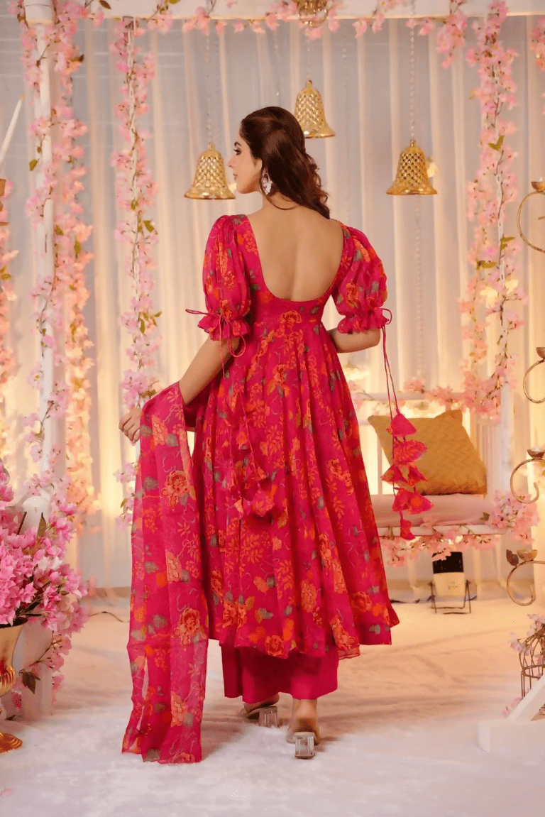 Aayaa Designer Printed Tebby Silk Suit - Multi Color