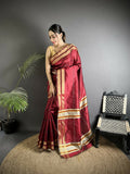 Joban Fashion Red Woven Pattern Raw Silk Kanjivaram Silk Saree - Distacart