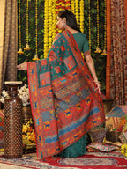Shree Shyam Fashion Linen Cotton Rama Green Saree - Distacart