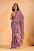 Vamsee Priya Lavender Georgette Silk Saree