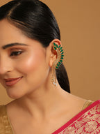 Nuyug 22K Gold Plated Faux Emerald Studded Contemporary Ear Cuff Earrings - Distacart