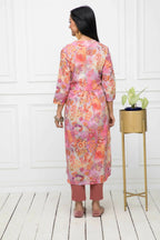 Myshka Multi Floral Women Cotton A-Line Round Neck Kurtas - Distacart
