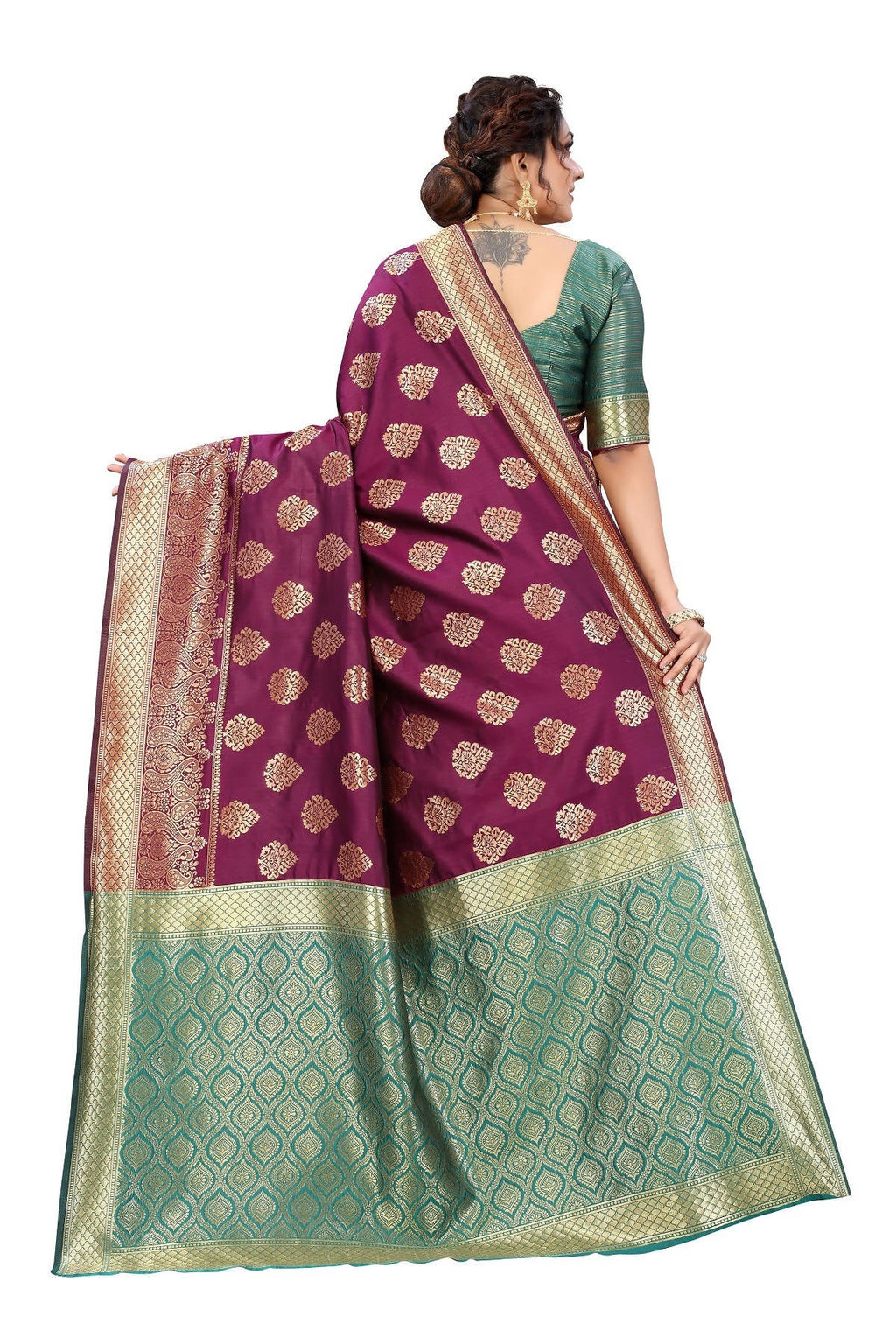 Vamika Ethnic Fire Purple Weaving Banarasi Jacquard Saree - Distacart