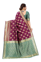 Vamika Ethnic Fire Purple Weaving Banarasi Jacquard Saree - Distacart