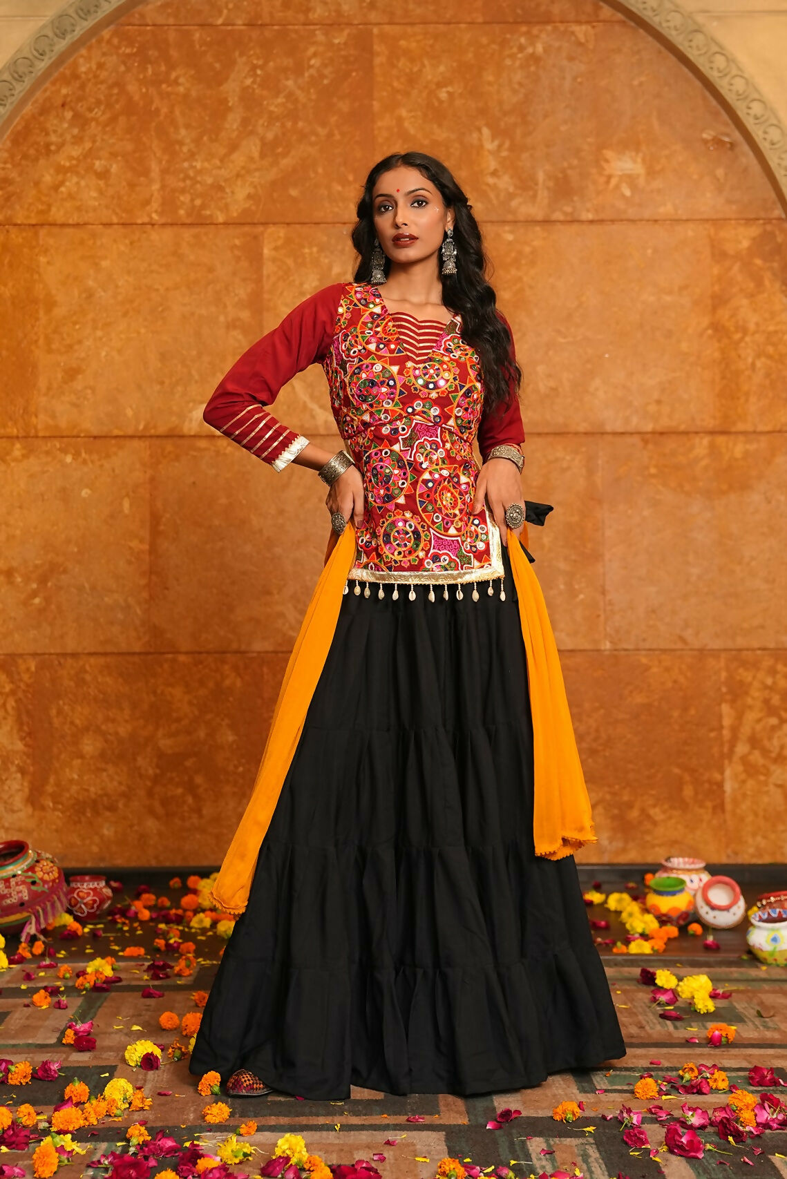 AI Fashion Black Crepe Designer Navratri Wear Lehenga Choli Collection
